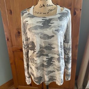 WOMENS BEIGE CAMOUFLAGE TOP WITH CAMISOLE